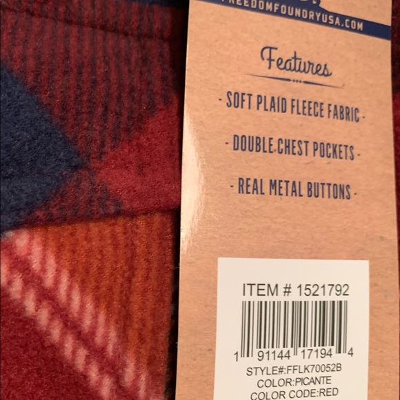 - NWT Freedom Foundry fleece plaid shirt Size XL and XXL - Picture 8 of 11